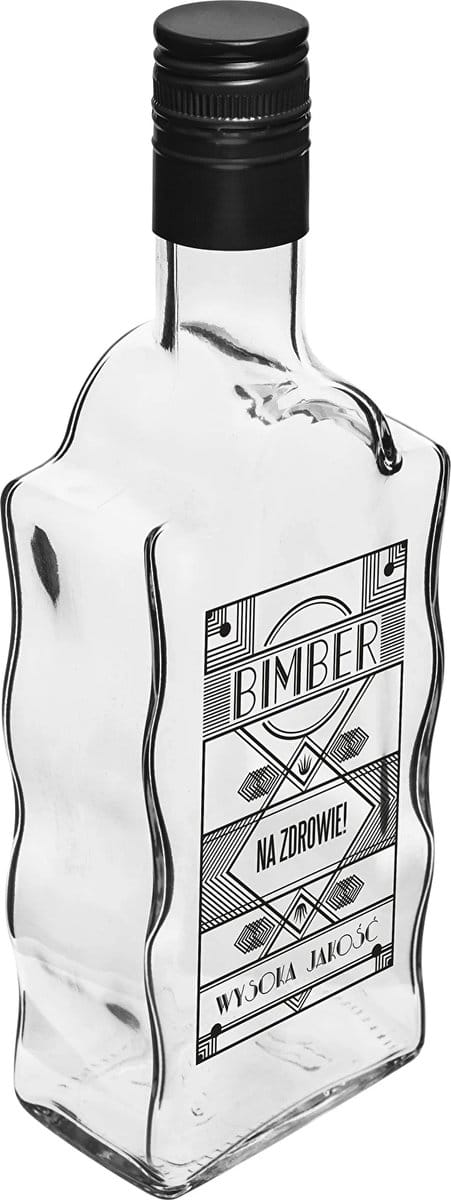Glazen fles 0,5 L, met schroefdop, "Bimber" print