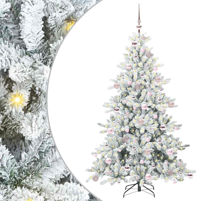 vidaXL - Kunstmatige - Hinged - Kerstboom - Wit - 180 - cm - PVC - en - Staal
