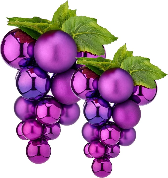 Druiventros namaakfruit/nepfruit - 28 en 33 cm - paars - 2x stuks - kunststof
