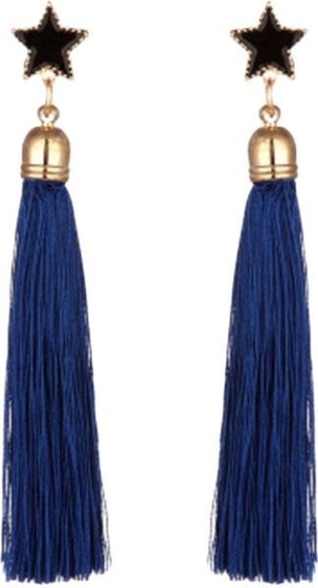 Fako Bijoux® - Oorbellen - Kwast XL - Ster - Blauw