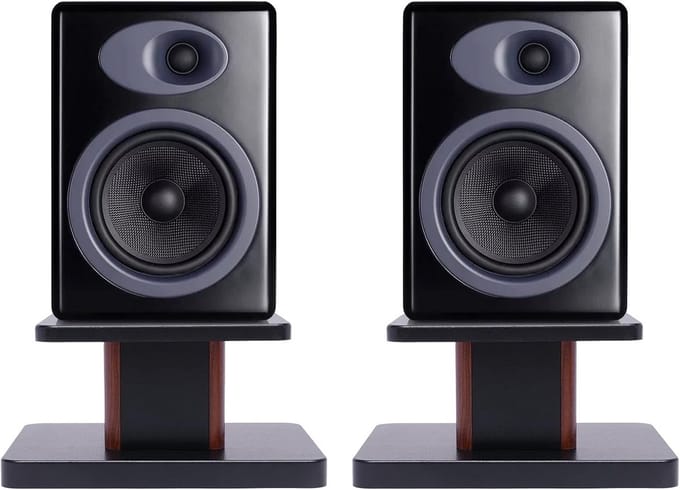Houten Boekenplank Speaker Stands Paar - Verstevigd & Trillingsdempend voor Studio Monitors