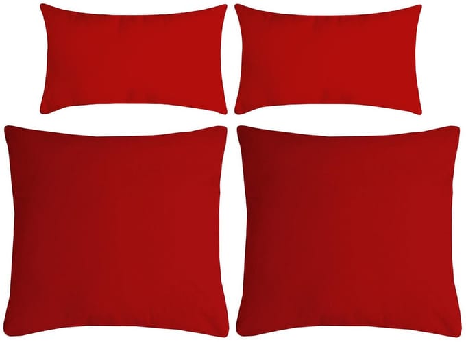 Stof Textile sierkussen Nelson - set 4x - rood - 2 formaten - bank kussens - polyester