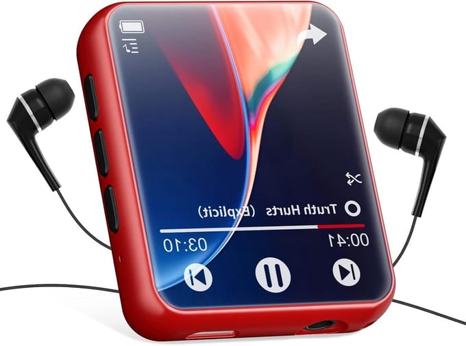 MP3-speler - Muziekspeler - Muziek Luisteren - Volledig Touchscreen - 32 GB - Rood