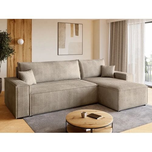 BroMARKT Hoekbank met slaapfunctie beige ADI L