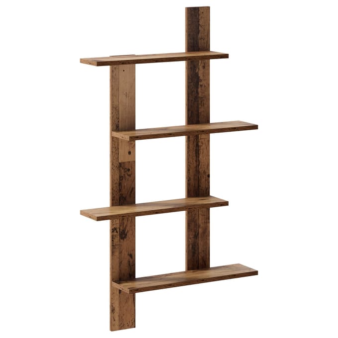 vidaXL - Wandplank - Oud - hout - 61 - x - 13,5 - x - 105 - cm - Bewerkt - hout