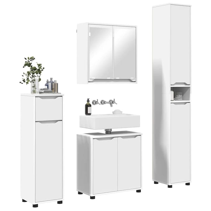 vidaXL Badkamermeubel Set met lade met plank 4 pcs Wit Bewerkt hout