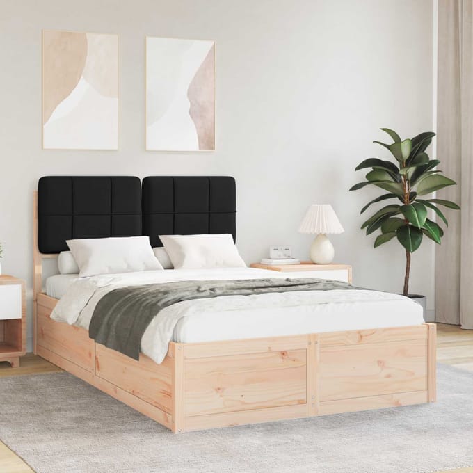 vidaXL - Bedframe - met - Gevoerde - Hoofdbord - Zwart - 120 - x - 200 - cm