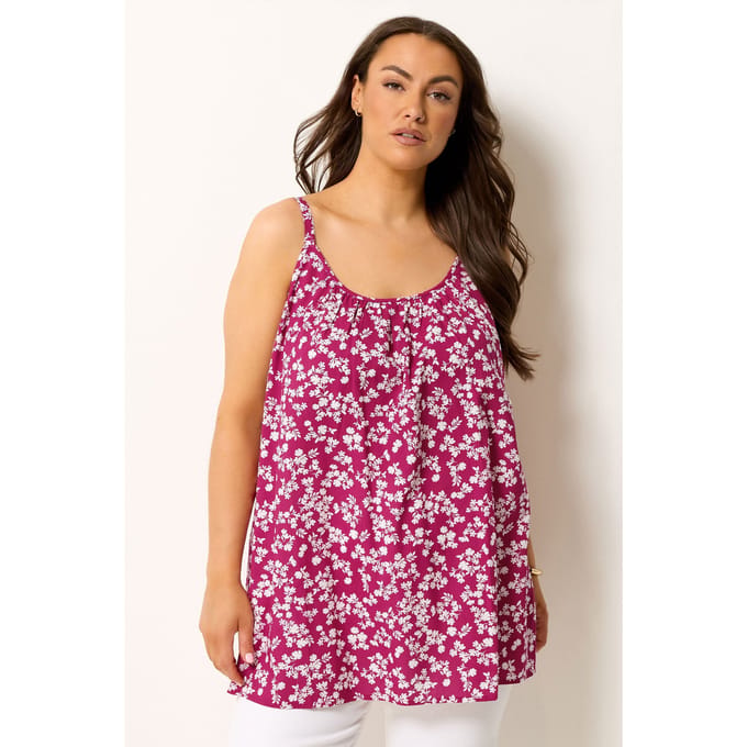 Yours Paarse Top Met Bloemenprint Size 44