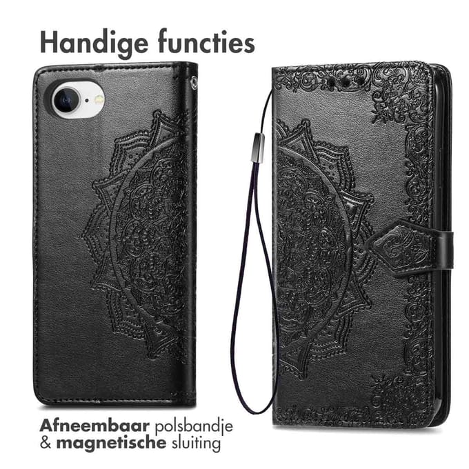 imoshion Hoesje - Geschikt voor Apple iPhone 17e / 16e - Mandala Bookcase - Zwart