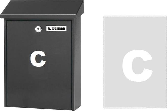 Huisnummer sticker C WIT (6cm hoog) / plakcijfer / cijfersticker