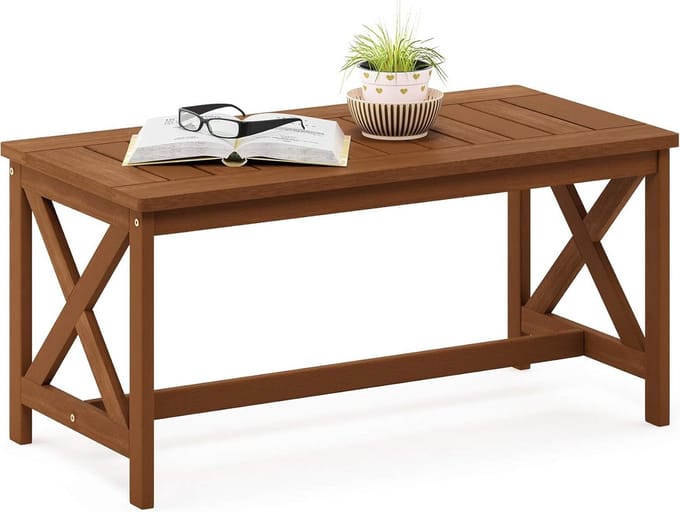 Omgoods - Teak Houten Salontafel met X-Vormige Poten