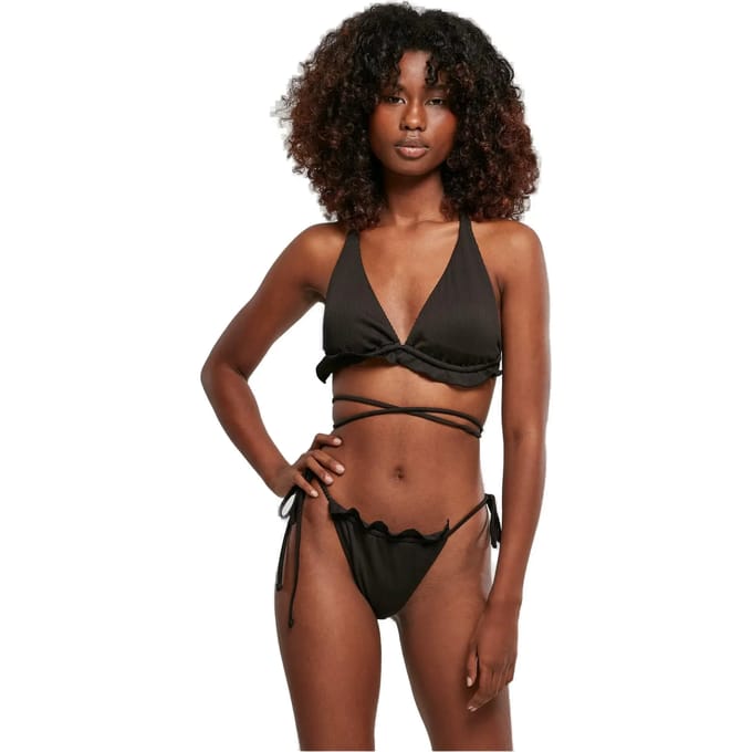 Urban Classics - Rib Babylock Triangle Bikini set - M - Zwart