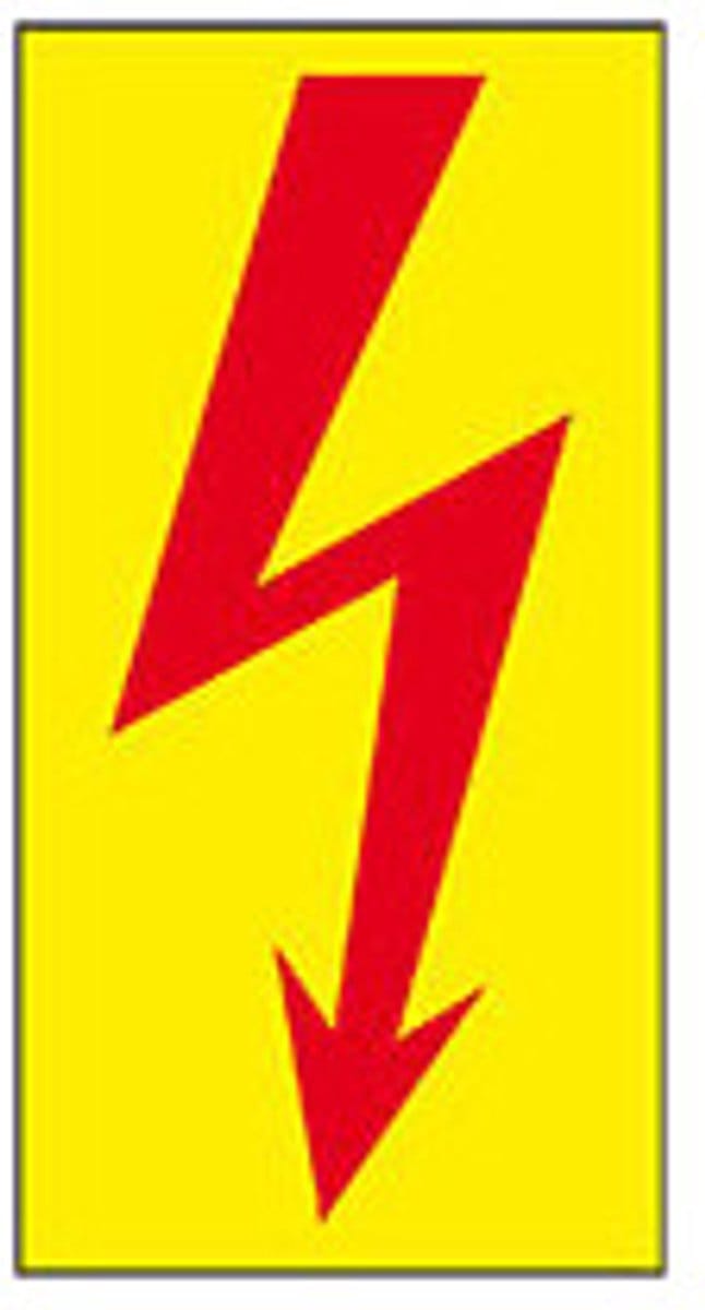 Elektriciteit sticker, geel rood 50 x 100 mm