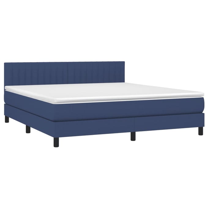 vidaXL - Boxspring - met - matras - en - LED - stof - blauw - 180x200 - cm