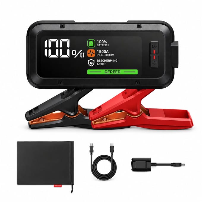 Jumpstarter 5000A met LED Display - Startbooster 12V USB-C Snelladen
