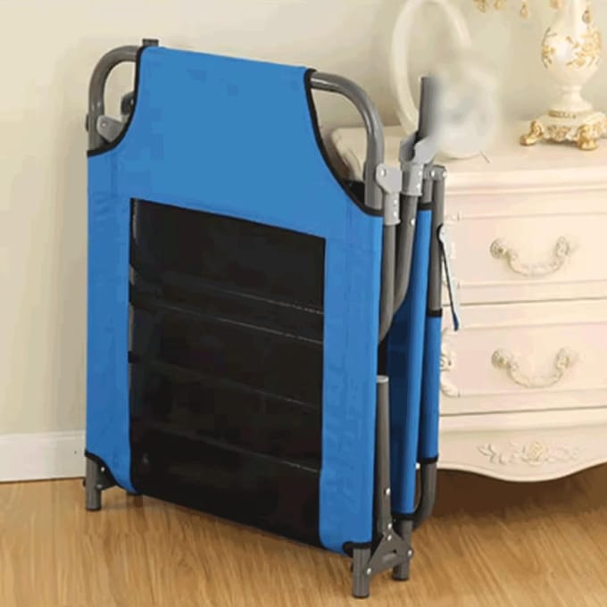 Vouwbed - Kampeerbed - Buiten slapen - Drievoudig verstelbaar - 190x58 cm - Blauw