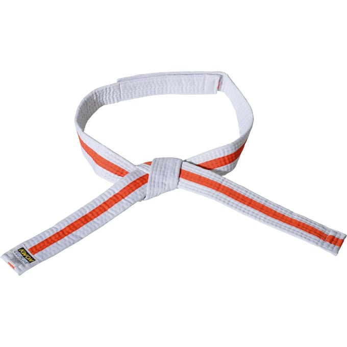 Wit/oranje/wit klittenband riem budō kind Kwon