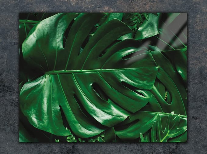 TMK ArtDeko - Snijplank - 30x22 cm - Monstera - Glas - Hartvormig