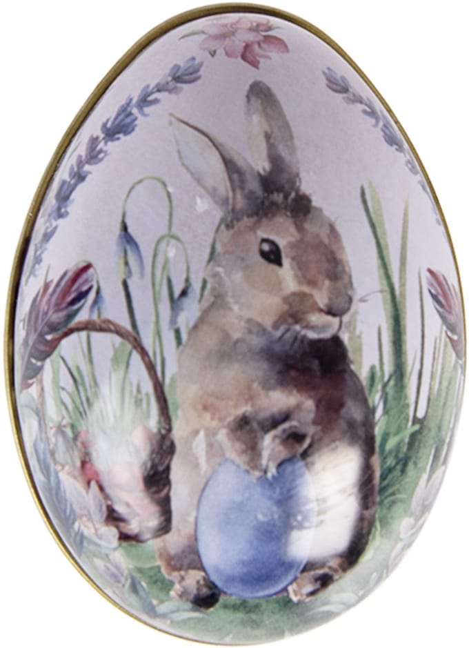 Clayre & Eef Decoratie Beeld Ei 5x6x4 cm Grijs Metaal
