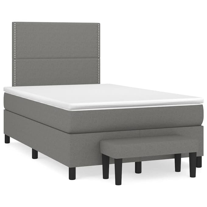 vidaXL - Boxspring - met - matras - stof - donkergrijs - 120x190 - cm