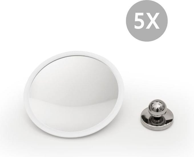 Bosign - Air Mirror PLUS - 5 x vergrotend - afneembare Make up- en scheerspiegel - magnetisch - 16,5 cm - Wit