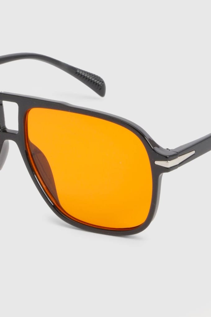 boohoo Dames Gekleurde Lens Aviator Zonnebril | Zwart
