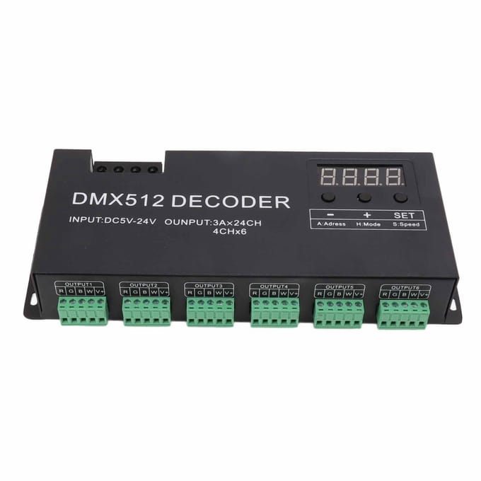Allecto - 24-kanaals DMX-decoder - LED-controller - Ideaal voor podiumverlichting - DC5V-24V - Perfect voor shows en evenementen - Ondersteunt...