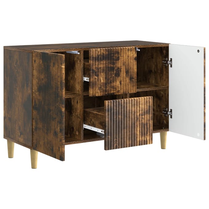 vidaXL - Dressoir - Gerookt - eiken - 89 - x - 34,5 - x - 60 - cm - Bewerkt - hout