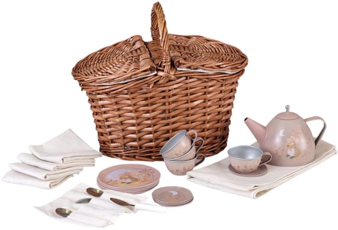 Egmont Toys theeset muis - speelgoed servies in mandje 26x16x22 cm.
