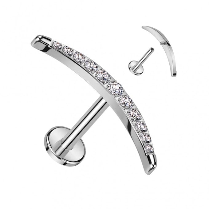 Piercing titanium langere maan 1.2x8 - zilver - LMPiercings