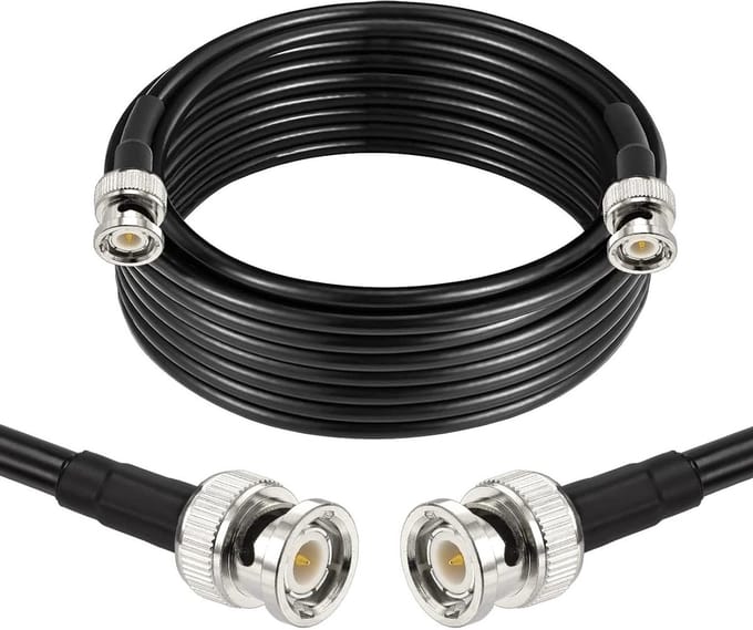 Kabel RG58 BNC 7.6m Plug naar Plug Verlengkabel 50 Ohm Coaxiale Antenne voor Scanner, Ham Radio en Microfoon, 1 Stuk