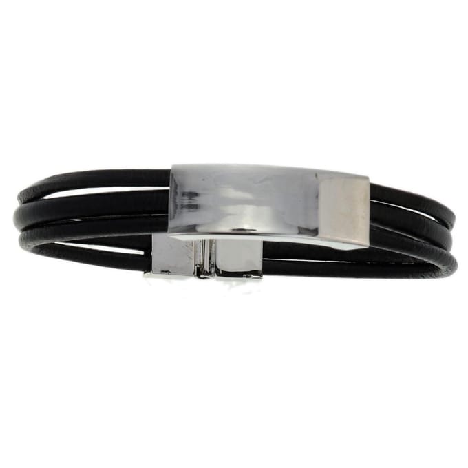 Behave - Leren armband met bar - modern stijl - 21 cm
