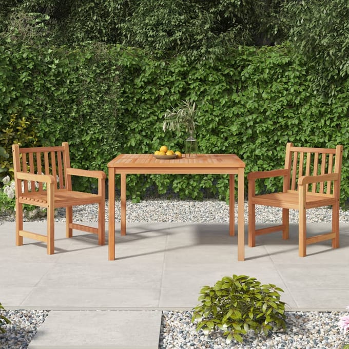 vidaXL - 3-delige - Tuinset - massief - teakhout