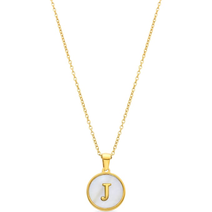 Luxenter collier in wit parelmoer afgewerkt in 18K geel goud - Alfabet