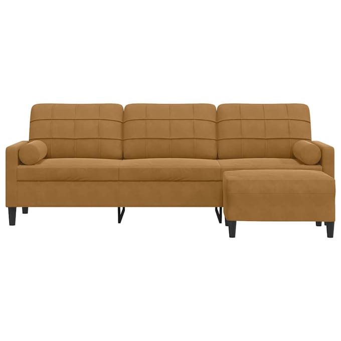 vidaXL - Driezitsbank - met - voetenbank - 210 - cm - fluweel - bruin