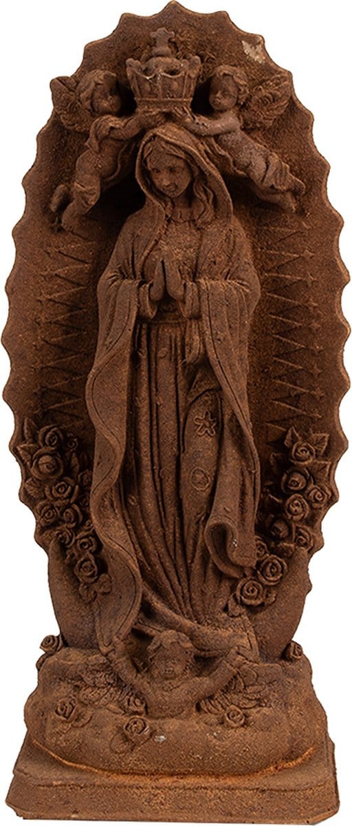 Clayre & Eef Decoratie Beeld Maria 13x9x31 cm Bruin Polyresin