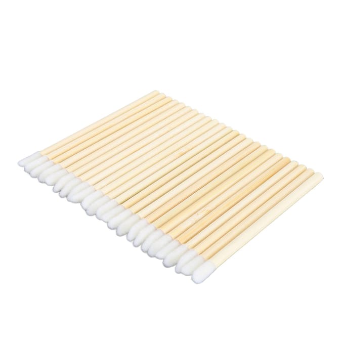 100 stuks Wegwerp Lipborstel met Bamboe Handvat Draagbaar Make-up Hulpmiddel Lipgloss Applicator voor Keukenapparaat beige