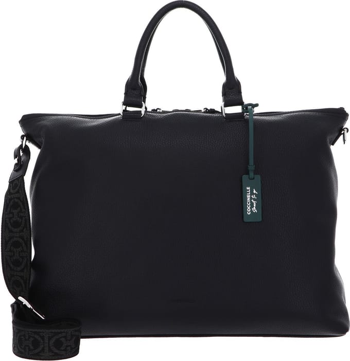 COCCINELLE Leren Schoudertas Handtas Man Soft Tote Grained Leather Noir Zwart