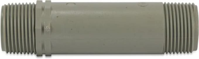 Pijpnippel PVC 3/4" buitendraad 10bar grijs 100 mm