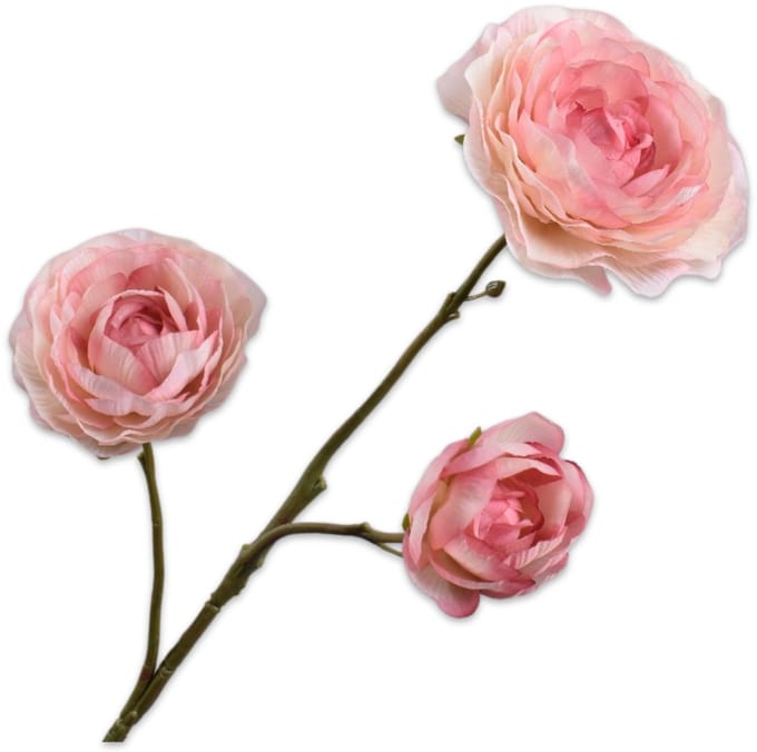 Silk-ka Kunstbloem-Zijden Bloem Ranonkel Tak Roze 46 cm