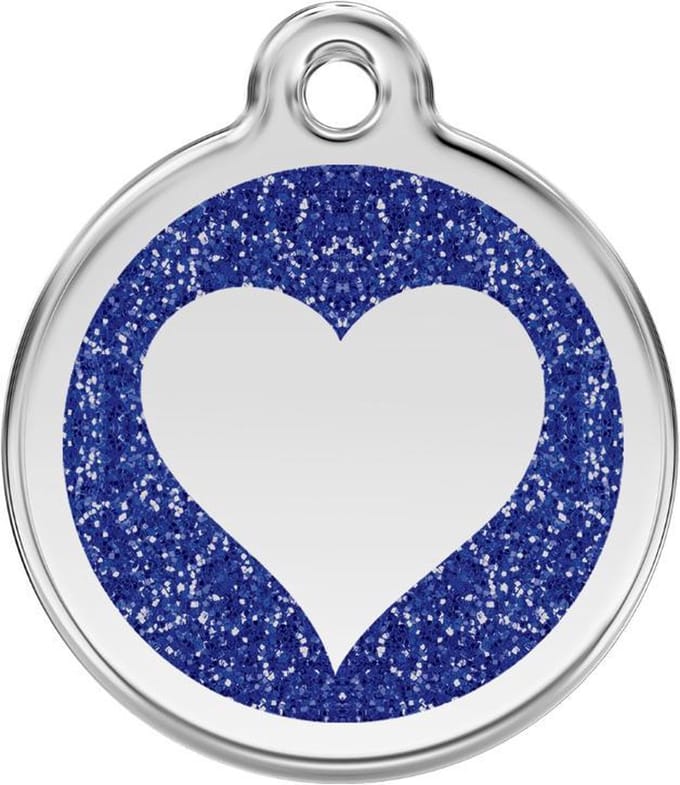 Red Dingo Hondenpenning 30 mm glitter hart donkerblauw