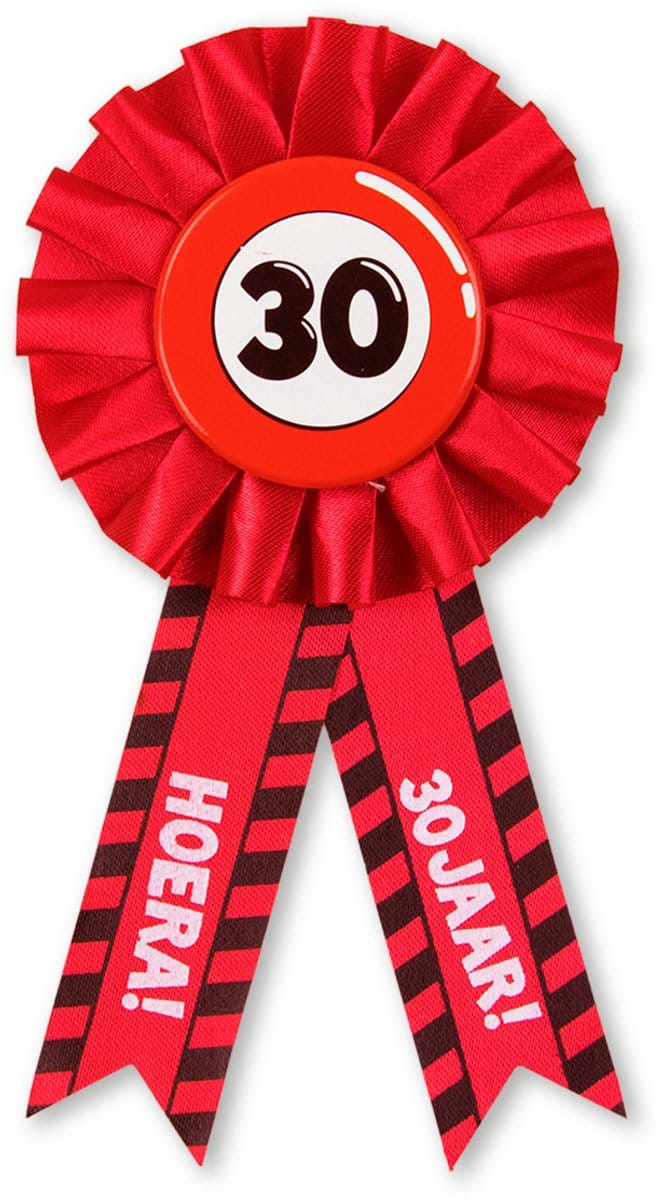 BTH - Rosette - 30 Jaar - Verjaardag Versiering - Feest - Rozet - Versiering - Verkeersbord - Button