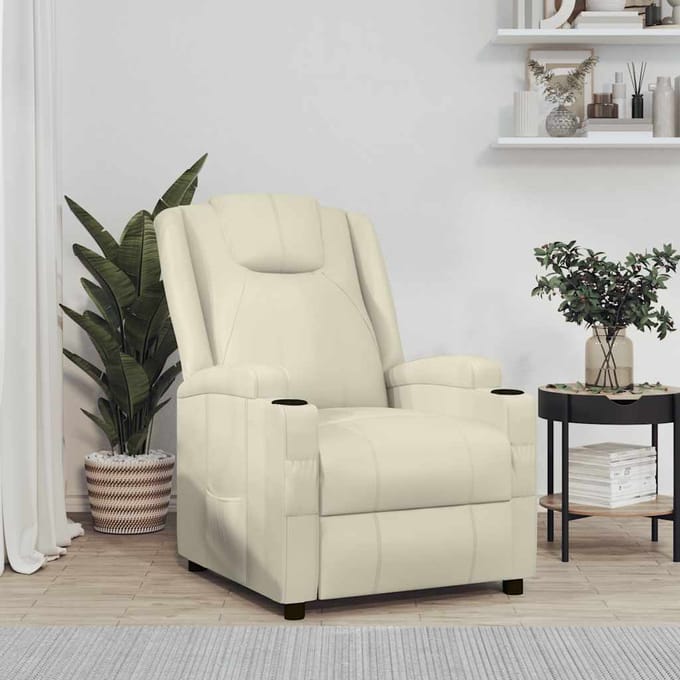 vidaXL - Fauteuil - verstelbaar - kunstleer - crèmewit