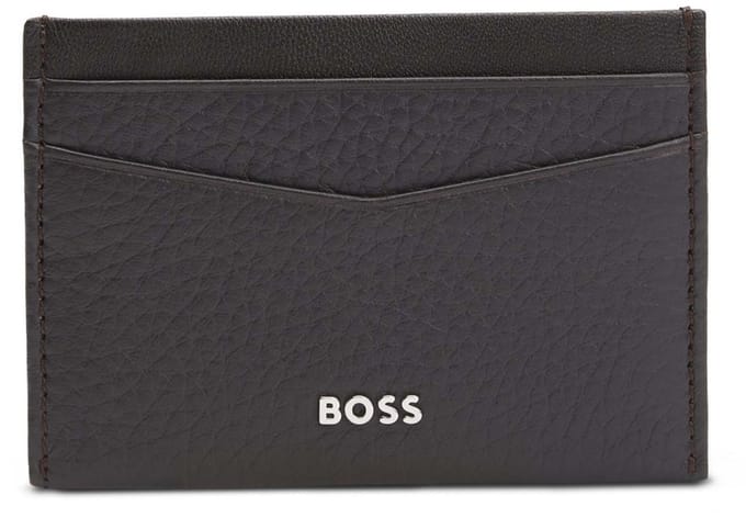 BOSS Leren Kaarthouder New Crosstown Card Holder Dark Brown Donkerbruin