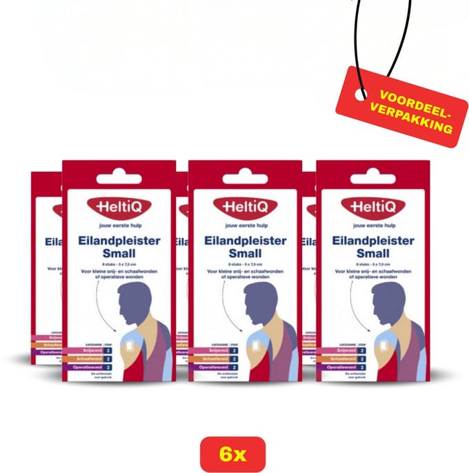 6x Heltiq - Eilandpleister Small - 8 stuks - 5 x 7,5 cm - Voordeelverpakking