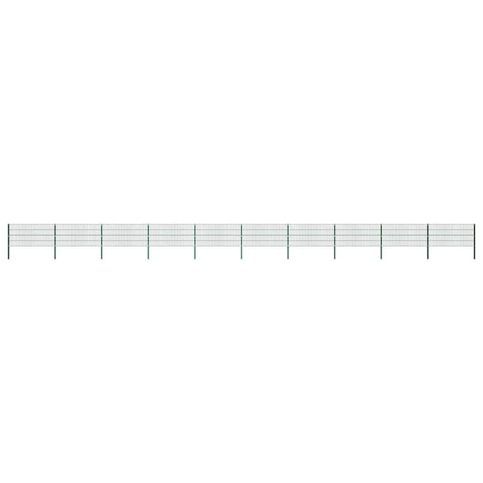 vidaXL - Schuttingpaneel - met - palen - ijzer - 1730x80 - cm - groen