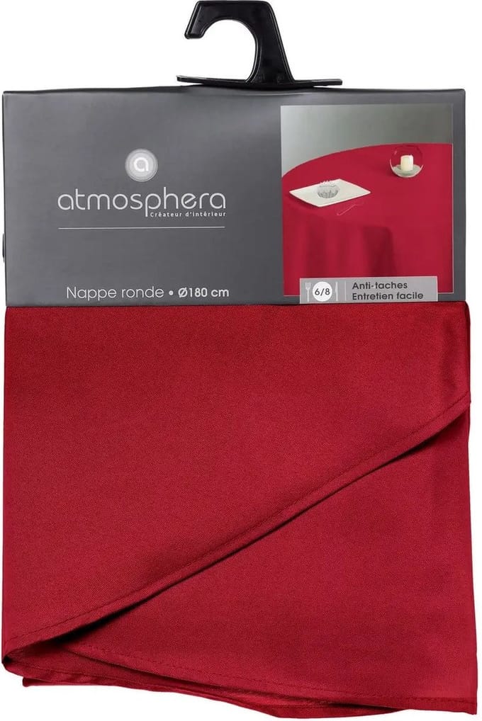 Atmosphera Tafelkleed rond - rood - Dia 180 cm - Eettafel tafellakens - polyester