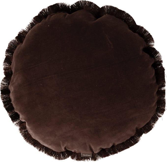 Melody Fringes kussen bruin dia 45cm