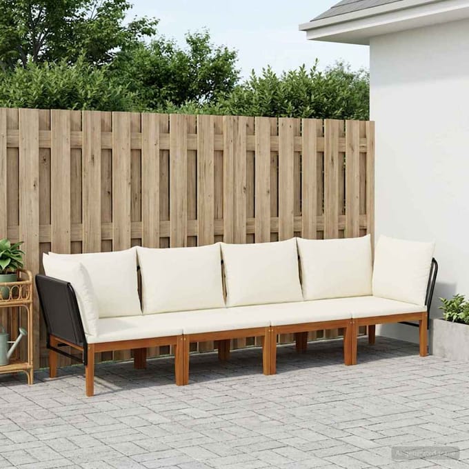 vidaXL - 4 - st - Massief - acaciahout - & - touw - Naturel