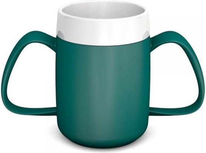 Conische Warmhoudbeker met Dubbel Handvat - Blauwgroen